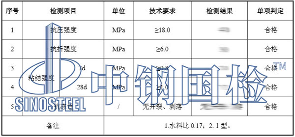 防水砂漿檢測(cè)結(jié)果
