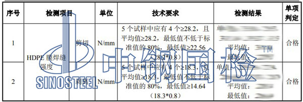土工膜焊縫檢測項(xiàng)目結(jié)果