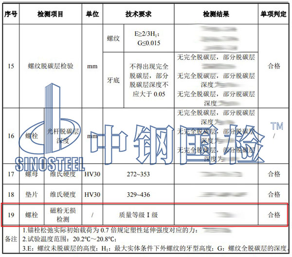 螺栓磁粉探傷檢測(cè)結(jié)果