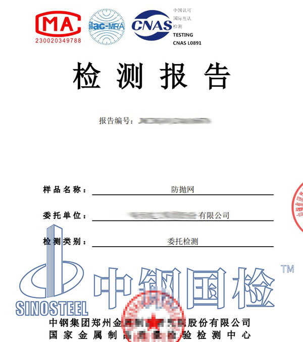 防拋網(wǎng)檢測(cè)報(bào)告