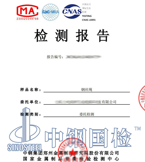 鋼絲繩檢測報(bào)告