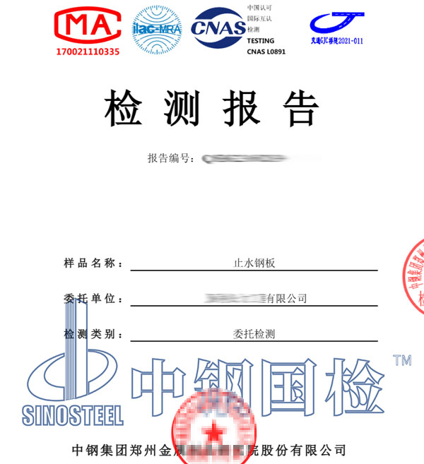 止水鋼板檢測報告