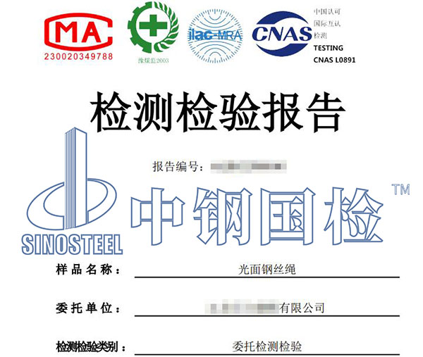 鋼絲繩檢驗檢測報告